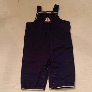 Janie and Jack Dark Blue Overalls with Sailboat Detail from 2012 3-6 months VGUC